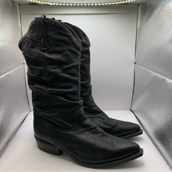 dingo Other - Dingo Slouch Cowboy Boots Black Pigskin Leather Western Biker 6.5D need insoles